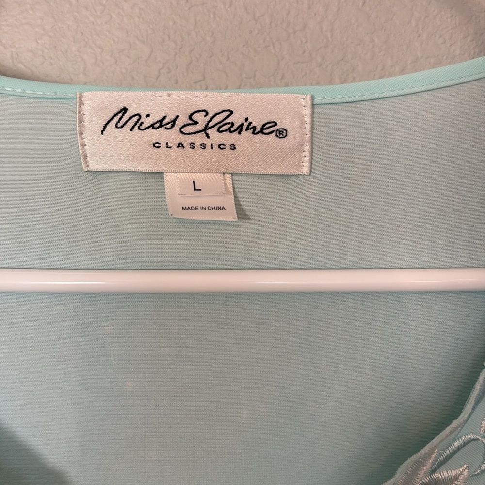 Miss Elaine Light Aqua Blue Long Sleeve Robe - Picture 2 of 6